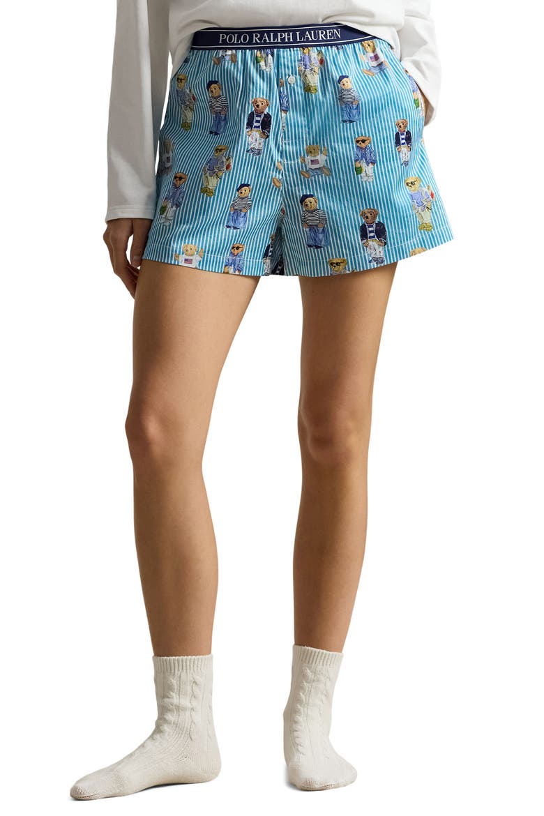 Cotton Boxer Pajama Shorts, Main, color, AQUA MIST