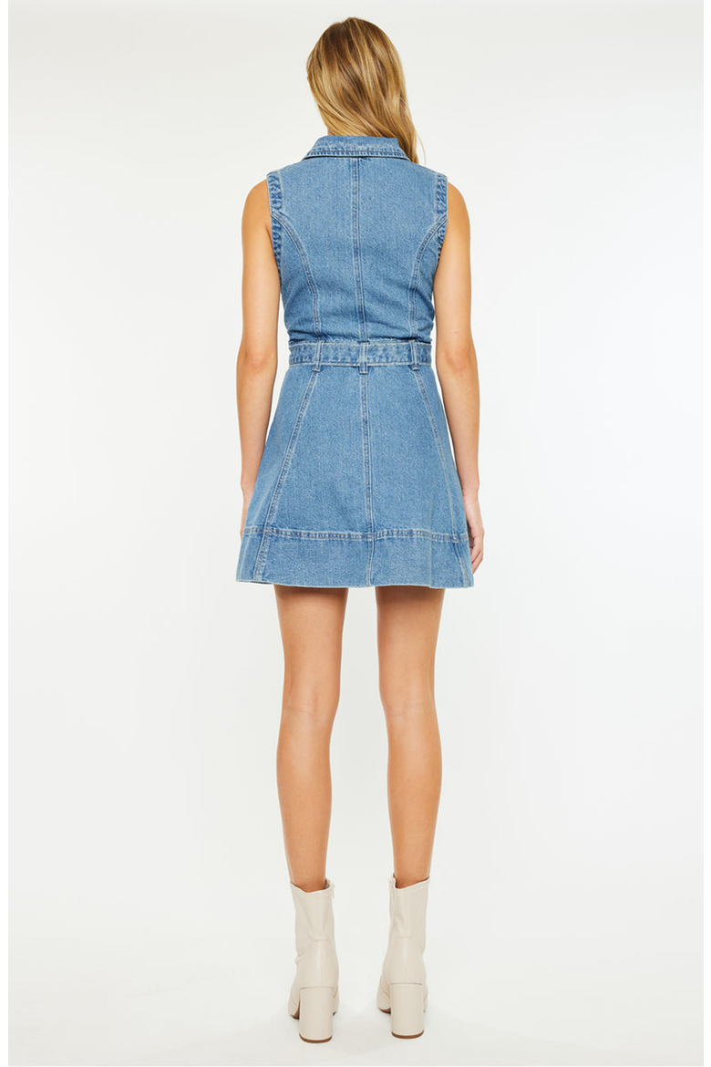 Kim Sleeveless Mini Dress, Alternate, color, Medium Wash