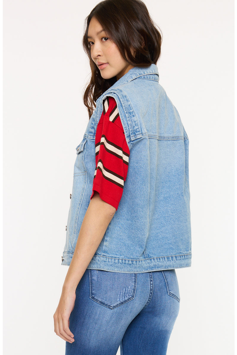 Joey Oversized 80's Vest, Alternate, color, Medium Wash