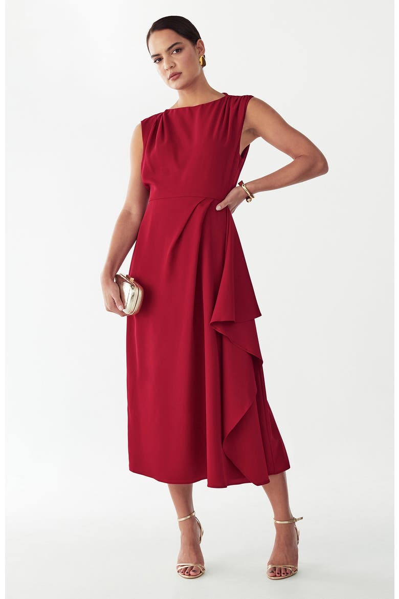 Giselle Midi Dress, Alternate, color, Burgundy