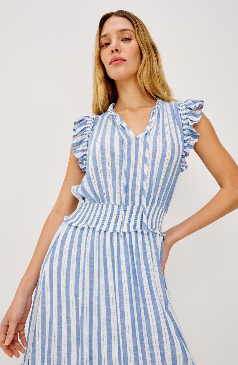 Rails Garden Smocked Waist Linen Blend Maxi Dress, Alternate, color, Atlantis Stripe