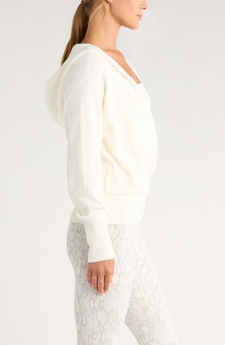 Zella Surplice Hoodie Sweater, Alternate, color, Ivory Egret