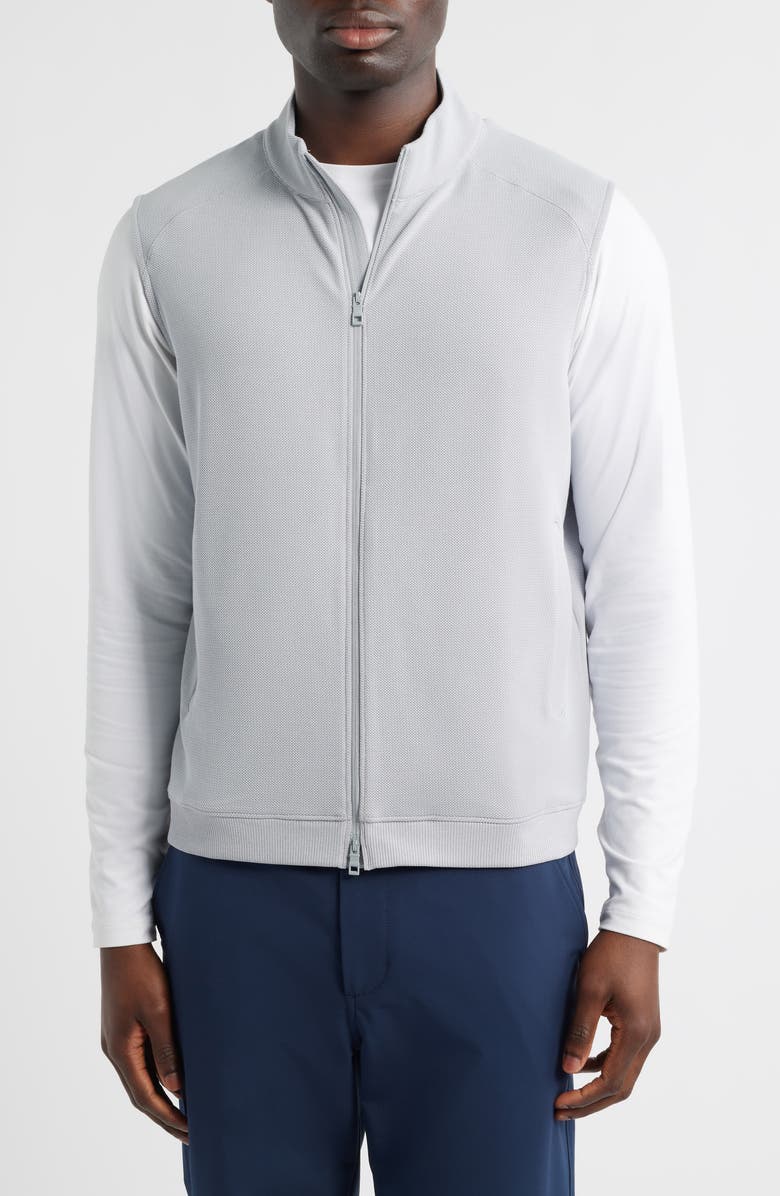 Peter Millar Cradle Piqué Performance Full Zip Vest, Alternate, color, British Grey