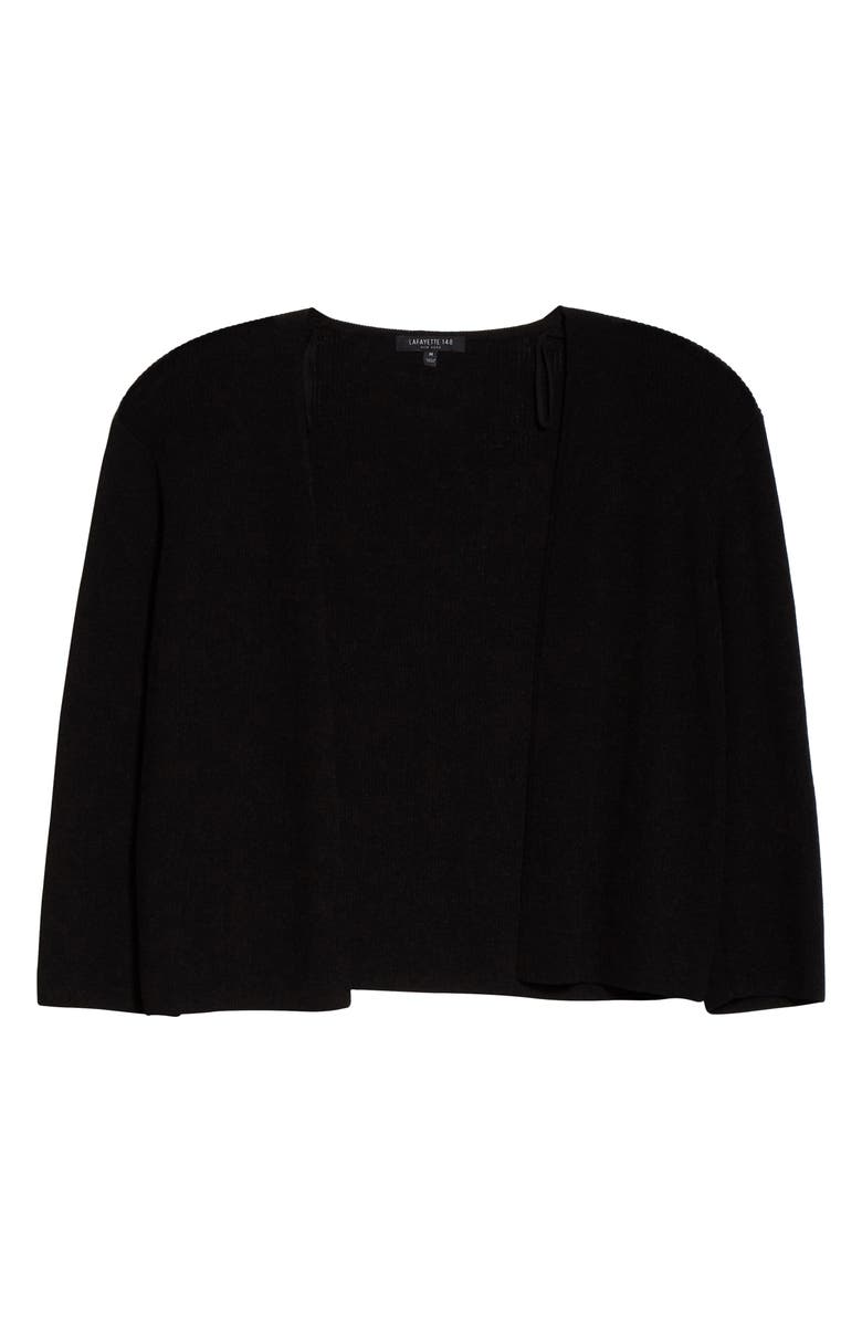 Lafayette 148 New York Open Front Crop Cardigan, Alternate, color, Black