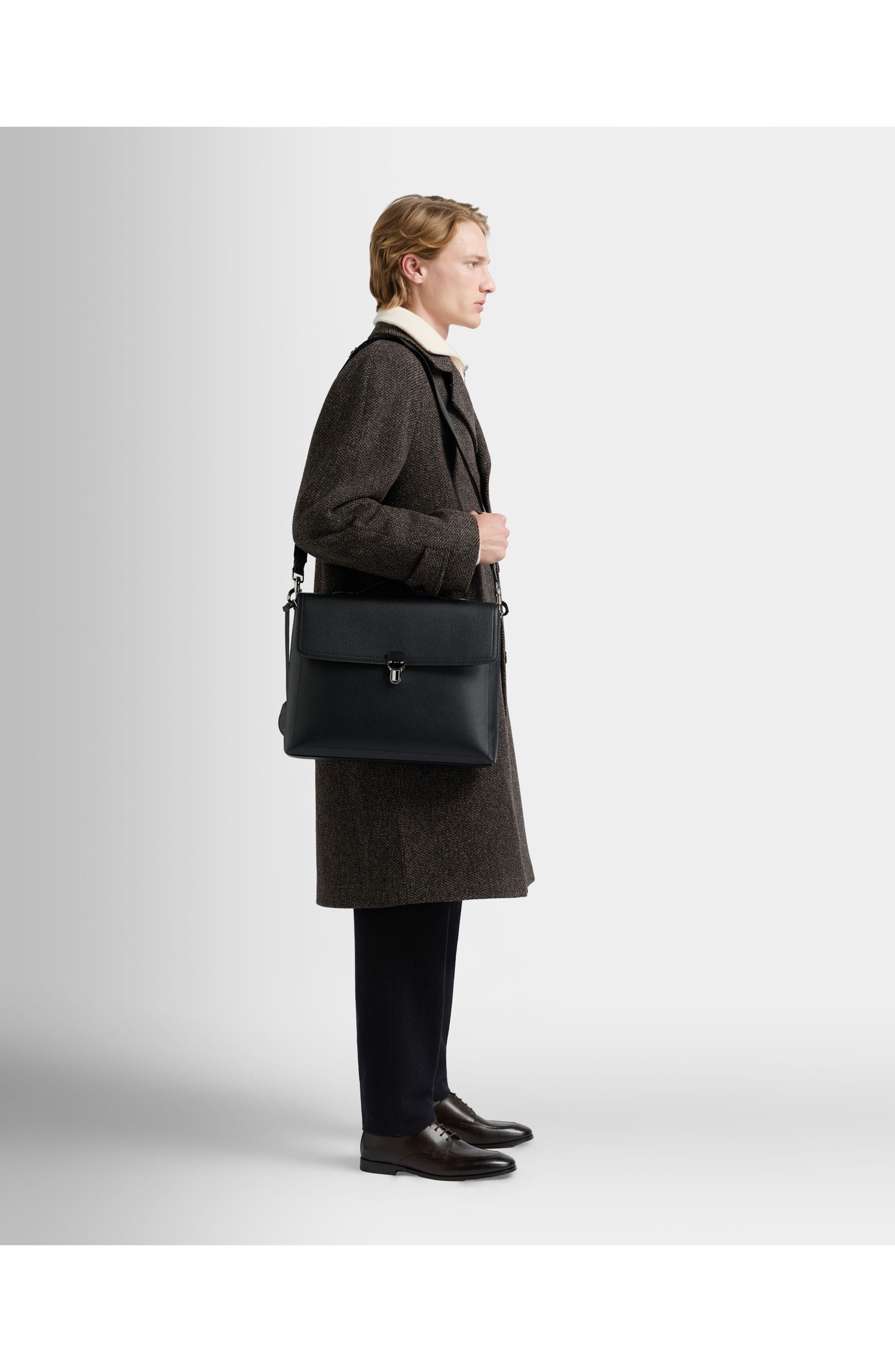 Bally Capitol Briefcase in Bovine Grained Leather, Alternate, color, Black+Palladio