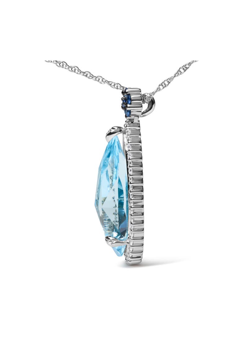 Gold 3/8 Ctw Diamond Topaz and Sapphire Floral Pendant Necklace, Alternate, color, White