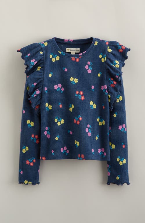 Tucker + Tate Kids' Ruffle Sleeve Rib Top In Blue