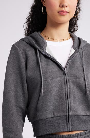 BP. Crop Zip Fleece Hoodie | Nordstromrack