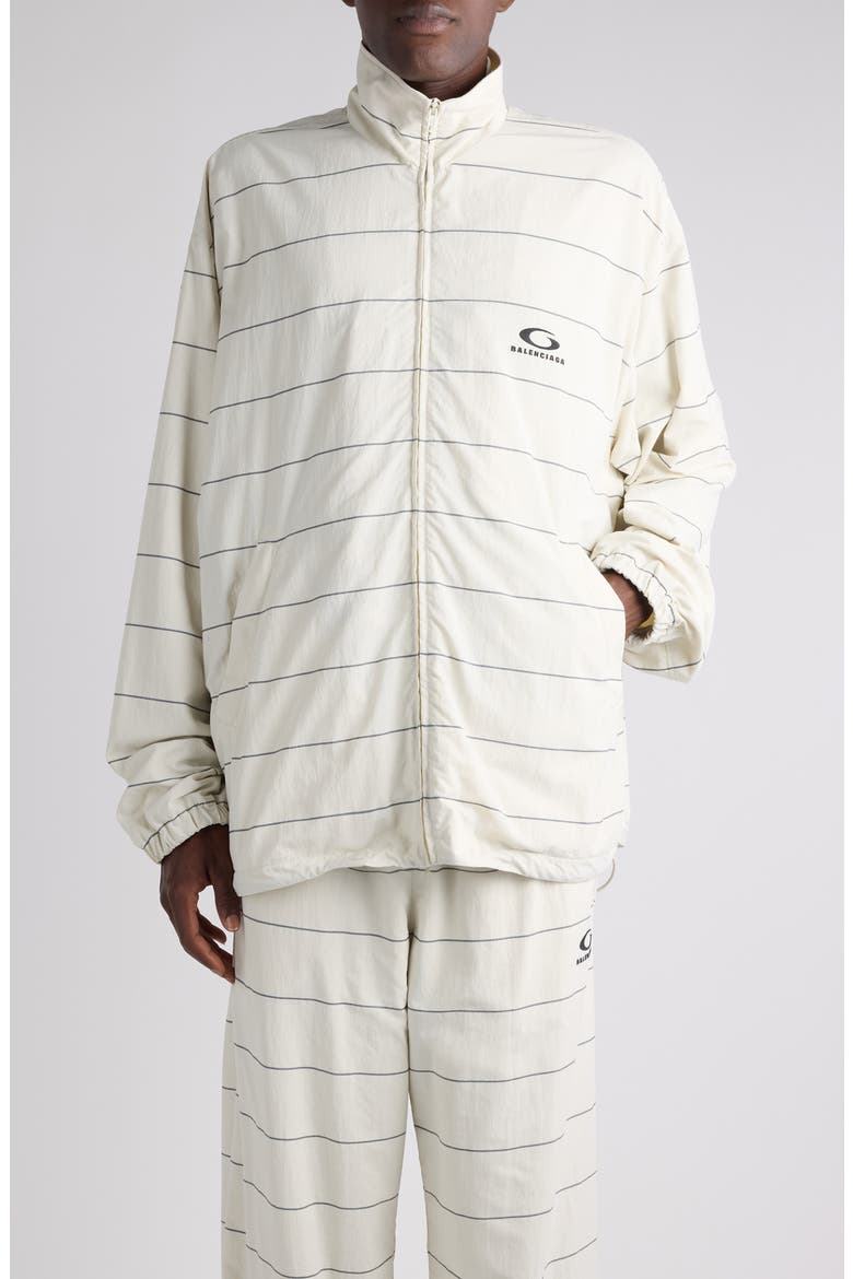 Stripe Track Jacket, Main, color, DIRTY WHITE/ BLACK