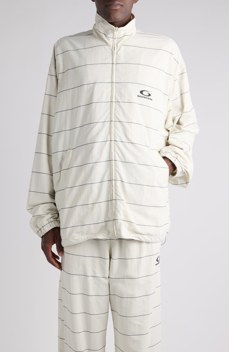 Balenciaga Stripe Track Jacket, Main, color, Dirty White/ Black