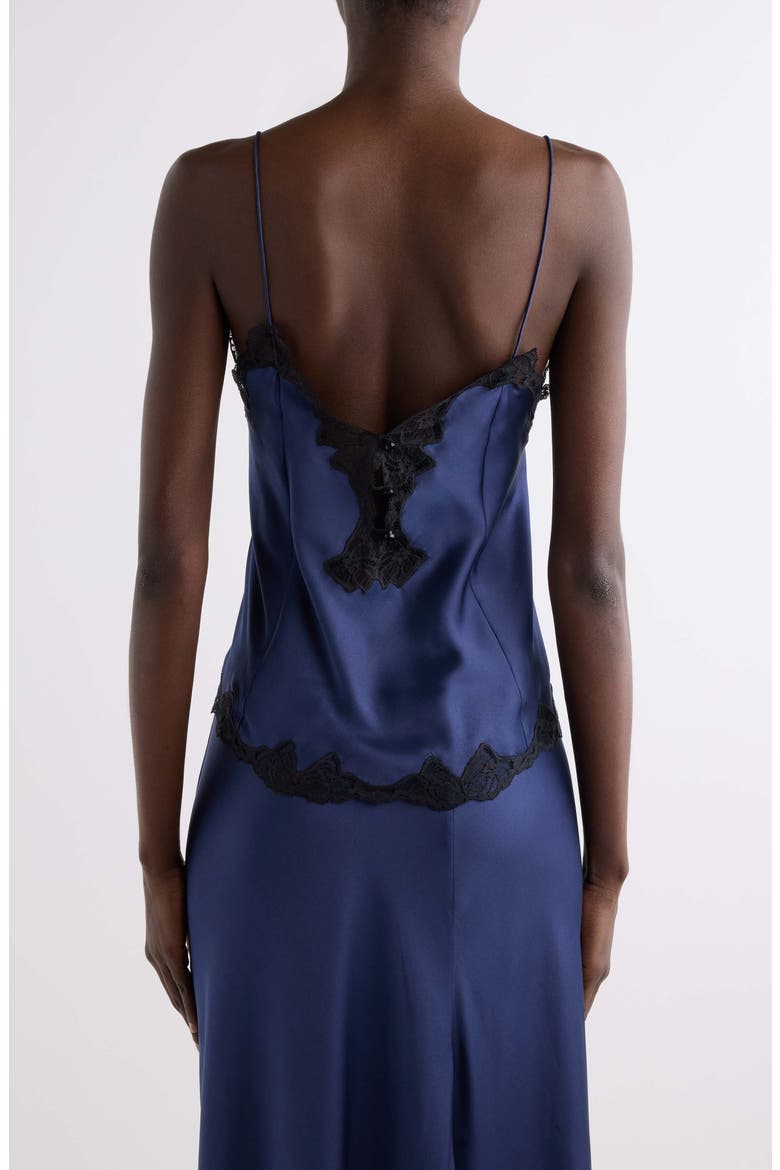 Amael Lace Trim Silk Camisole, Alternate, color, MIDNIGHT