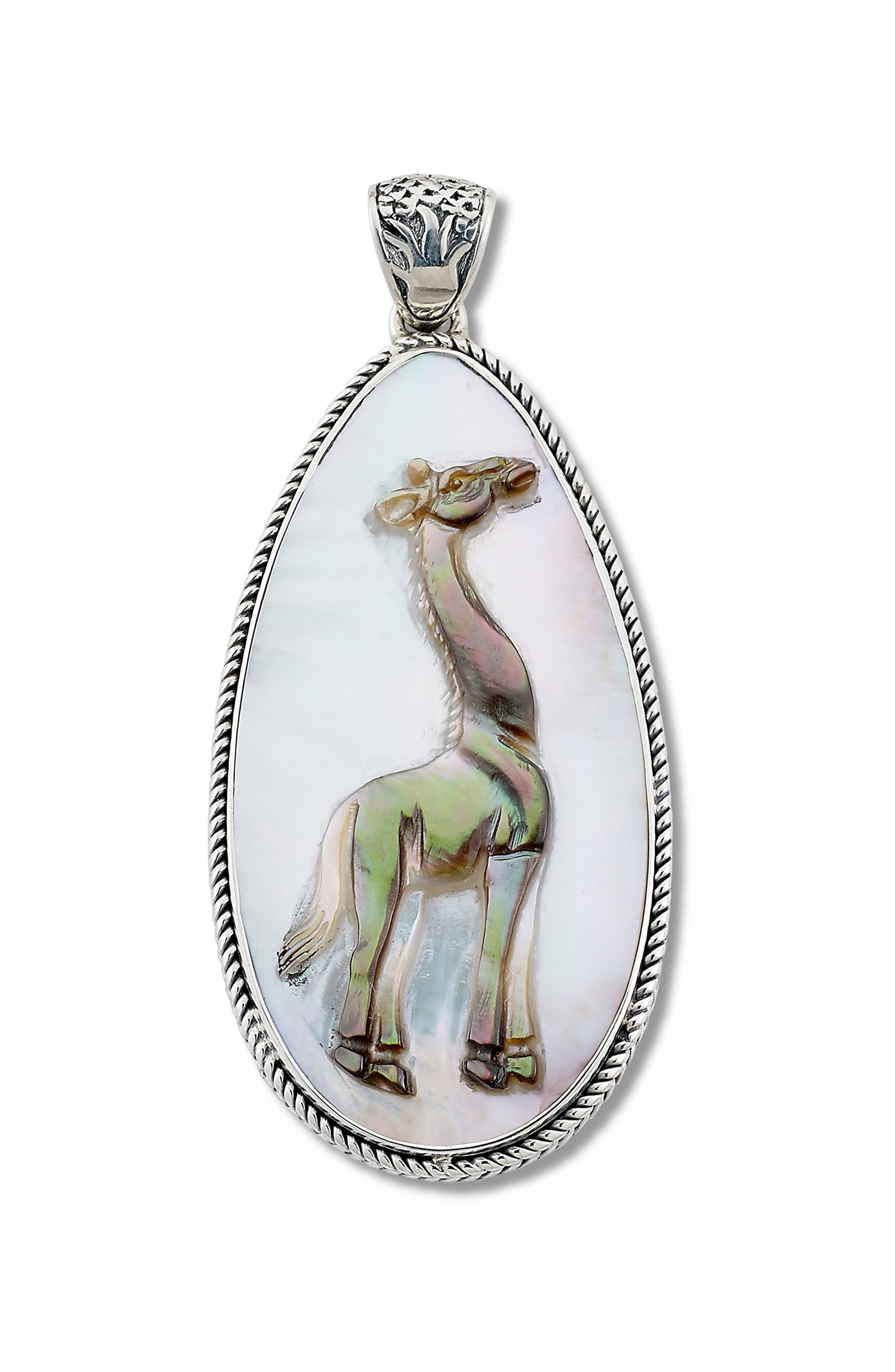 SAMUEL B. Sterling Silver & Mother-of-Pearl Giraffe Pendant