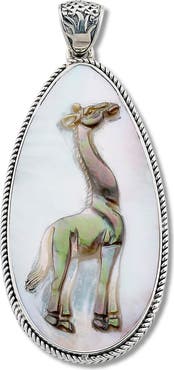 SAMUEL B. Sterling Silver & Mother-of-Pearl Giraffe Pendant
