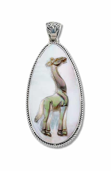 SAMUEL B. Sterling Silver & Mother-of-Pearl Giraffe Pendant