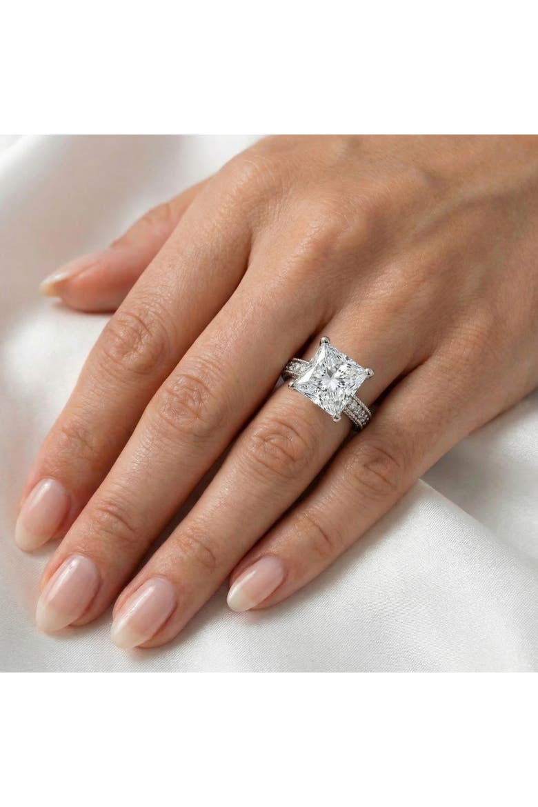 Certified 4 1/5Ct Princess Cut Diamond Vintage Engagement Ring Lab Grown, Alternate, color, 14k White Gold