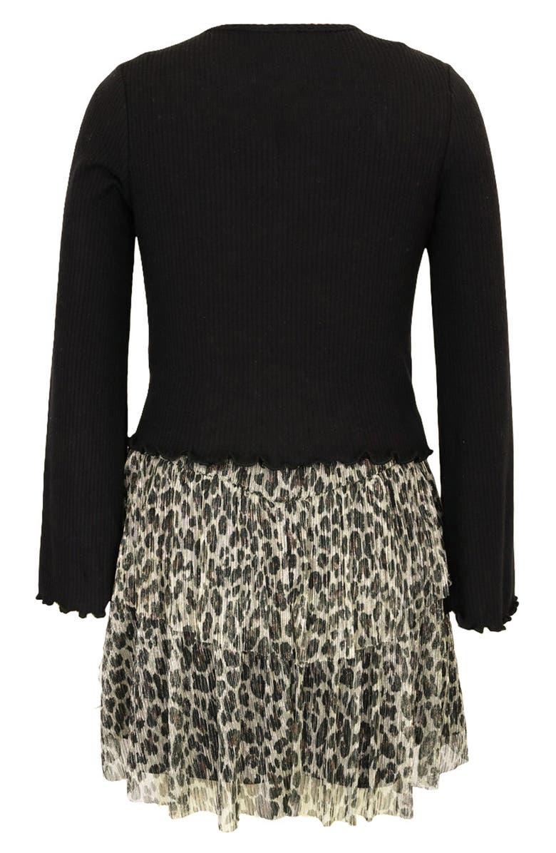 Zunie Kids' Leopard Heart Twofer Dress, Alternate, color, Black/ Tan