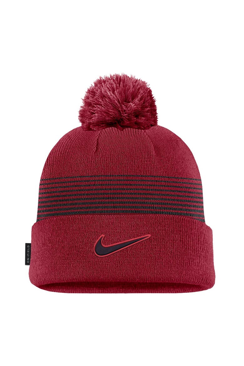 Men's Nike Garnet South Carolina Gamecocks 2026 On-Field Peak Cuffed Knit Hat with Pom, Alternate, color, Garnet