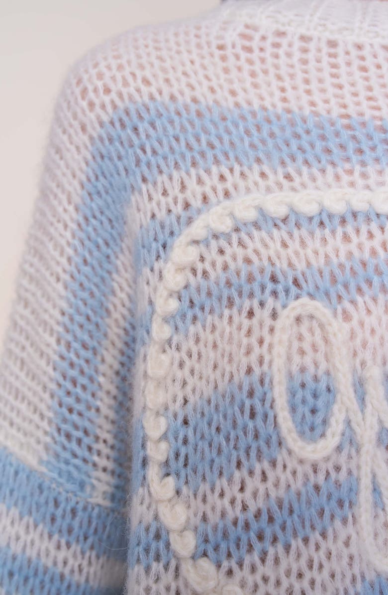 Guizio Mohair Alpaca Blend Heart Sweater, Alternate, color, Blue And White Stripes