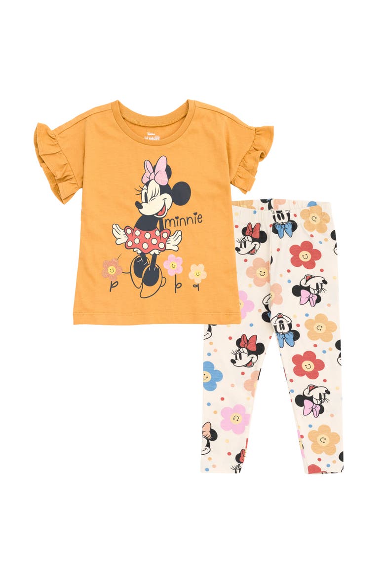 Minnie Mouse 2-Piece T-Shirt and Leggings Set, Main, color, Minnie Yellow Cream