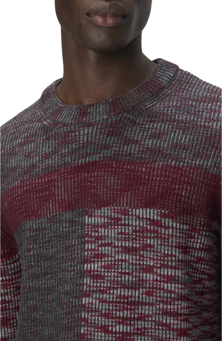 Missoni Crew Neck Sweater With Check Pattern, Alternate, color, Grey & Burgundy