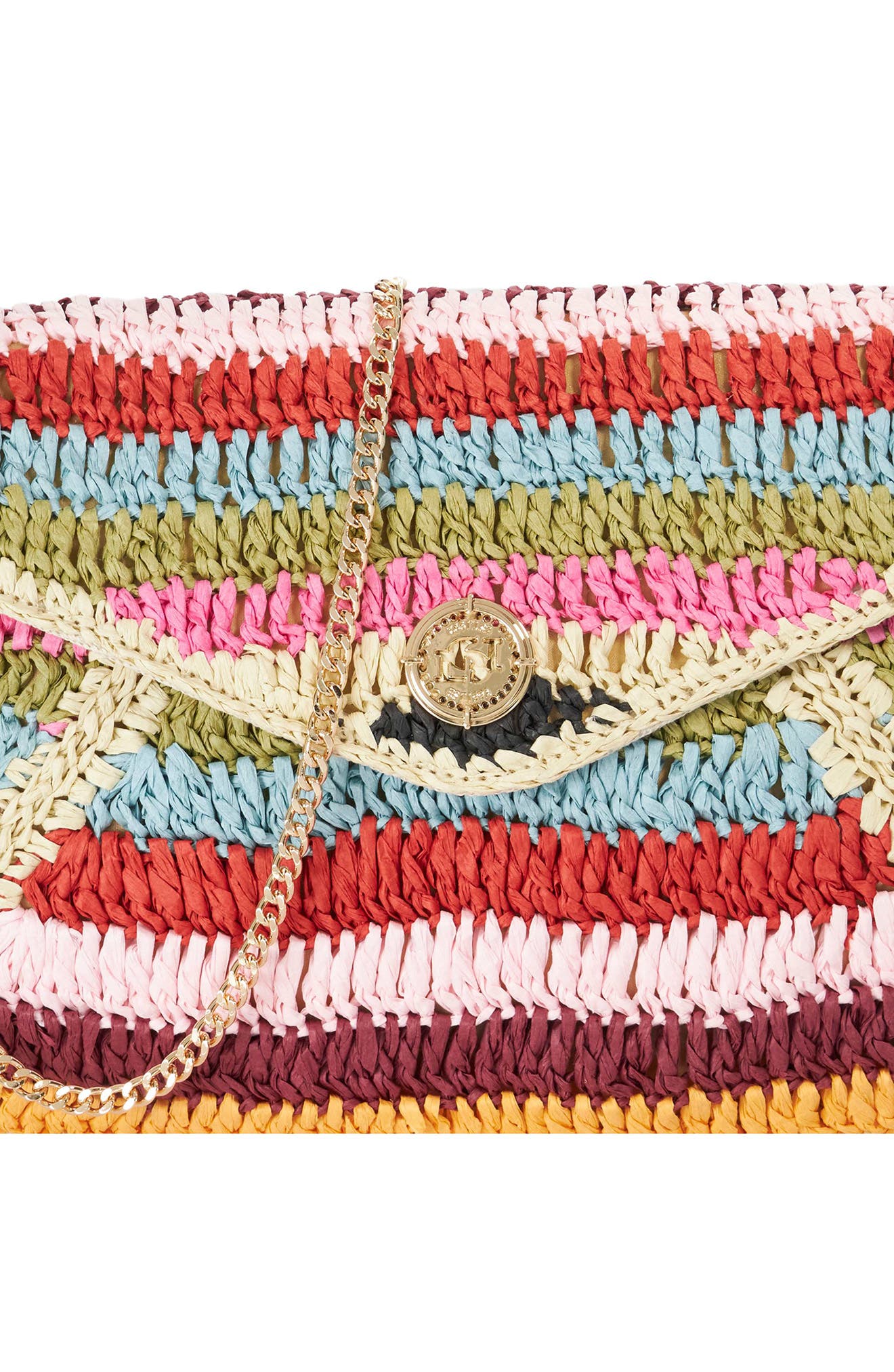 Essentials Stripe Straw Clutch, Alternate, color, MULTI-SYNTHETIC