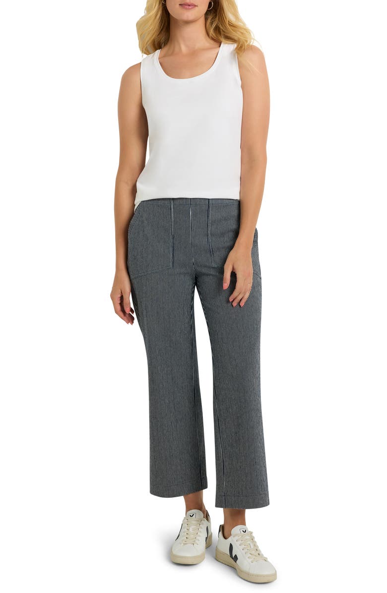 NIC+ZOE All Day Stripe Crop Wide Leg Pull-On Jeans, Alternate, color, Blue Multi