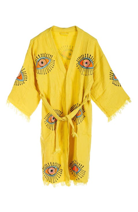 Aria Evil Eye Handmade Cotton Robe Cover-Up