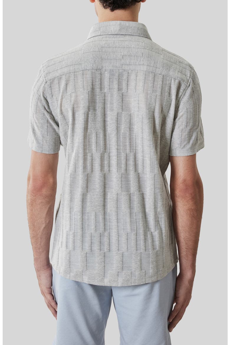 Vessar Texture Knit Short Sleeve Button-Up Shirt, Alternate, color, GREY