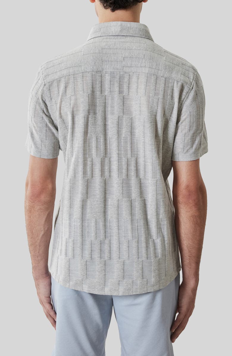 Robert Barakett Vessar Texture Knit Short Sleeve Button-Up Shirt, Alternate, color, Grey