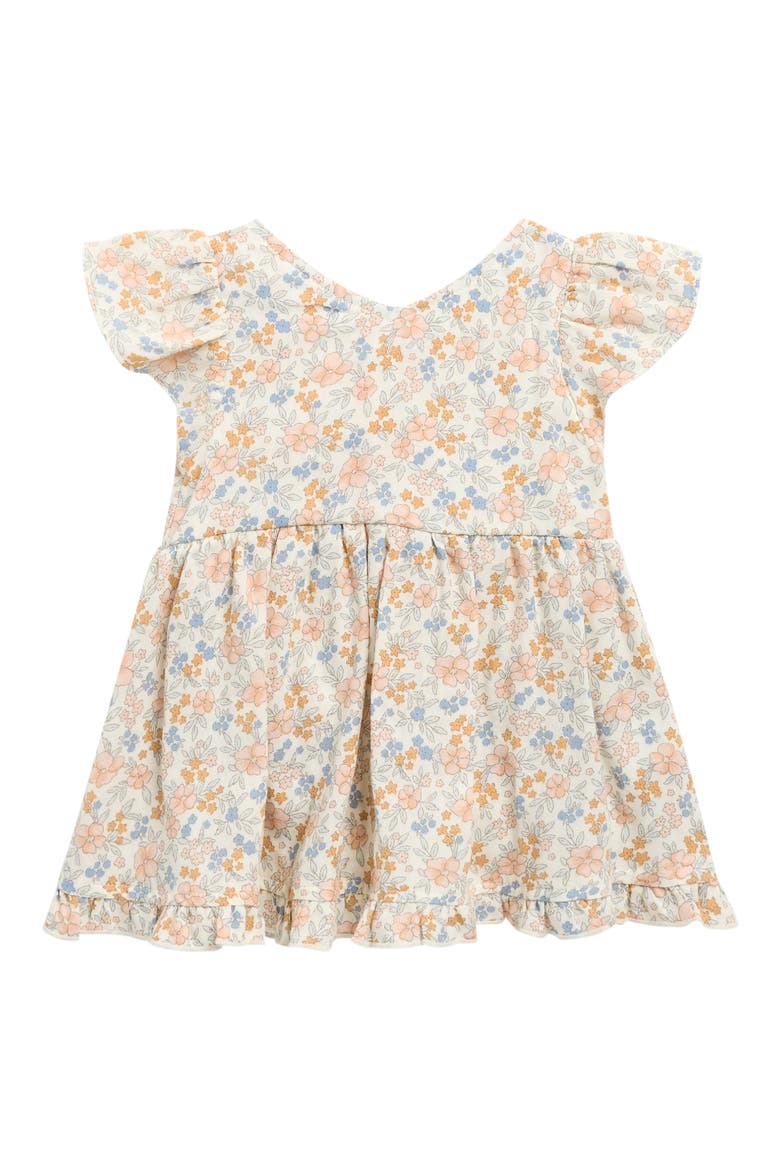 Lila Floral Print Cotton Skirted Romper, Main, color, IVORY