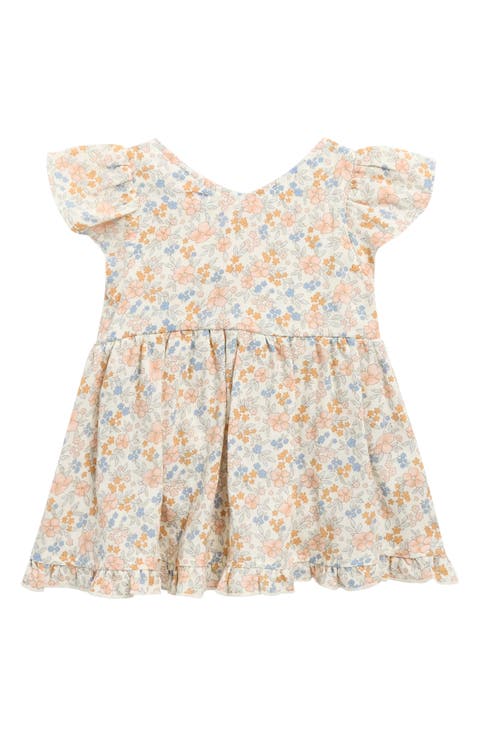 Lila Floral Print Cotton Skirted Romper (Baby)
