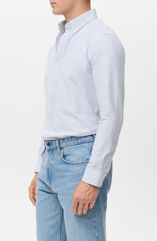 Mango Stripe Cotton Button-up Oxford Shirt In Blue