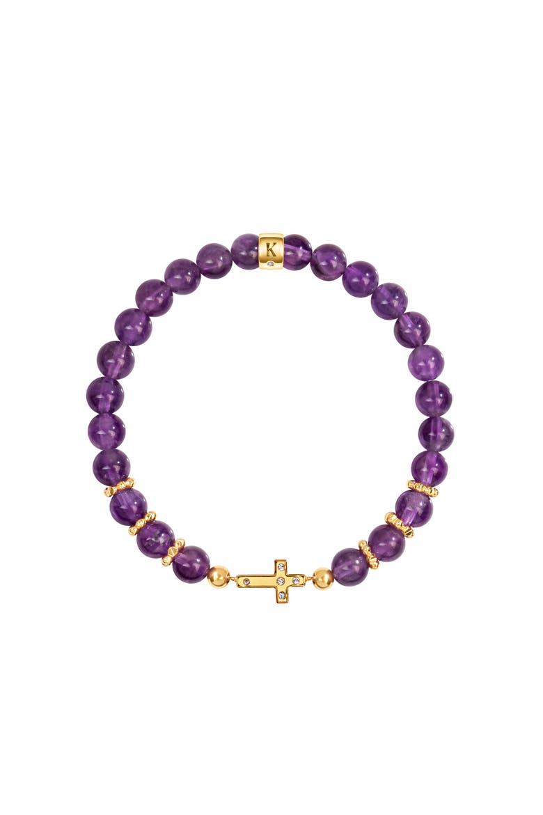 Leap of Intuition - Amethyst Cross Charm Bracelet, Main, color, Purple/gold