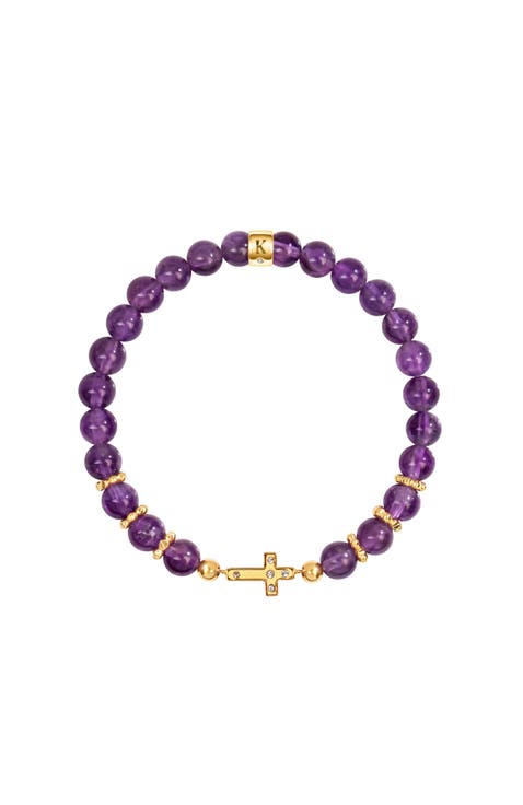 Leap of Intuition - Amethyst Cross Charm Bracelet