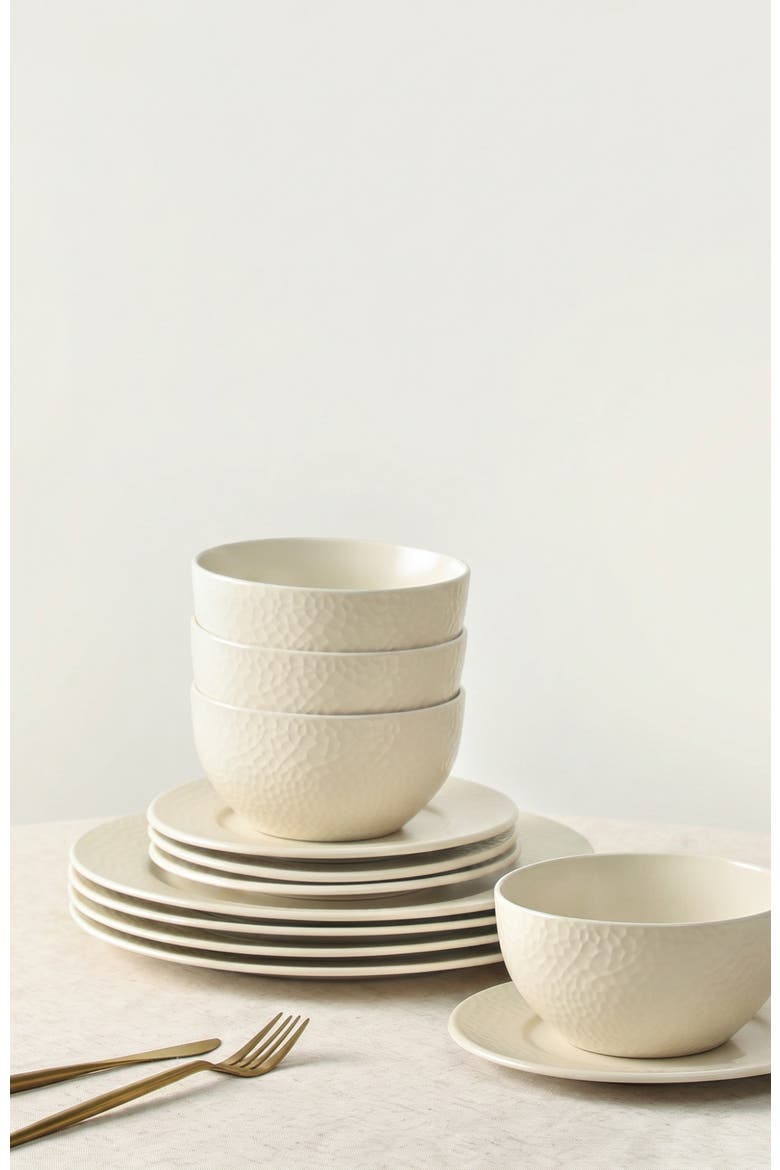 Topaz Stoneware 12-Piece Dinnerware Set, Alternate, color, Sand