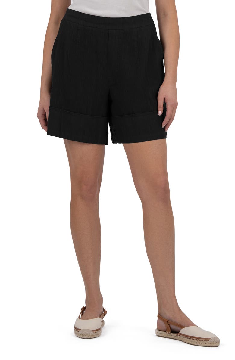 KUT from the Kloth Nicole Pull-On Linen Blend Shorts, Main, color, Black