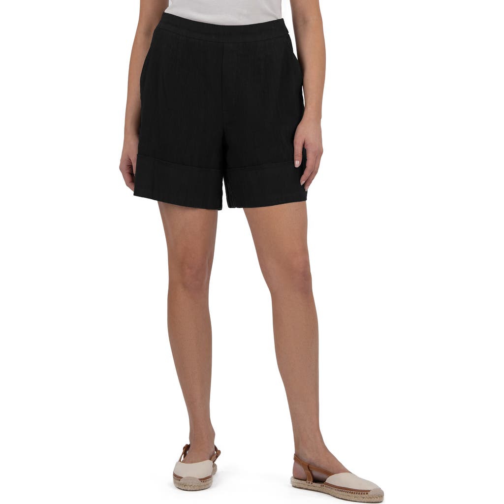 Kut From The Kloth Nicole Pull-on Linen Blend Shorts In Black