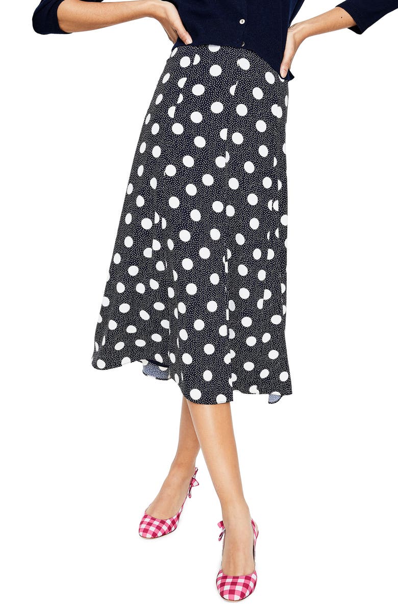 Boden Floaty Polka Dot Midi Skirt, Main, color, 