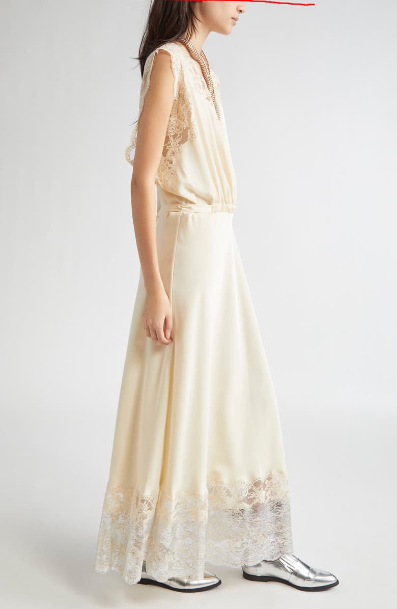 Rabanne Lace Trim Satin Dress, Alternate, color,