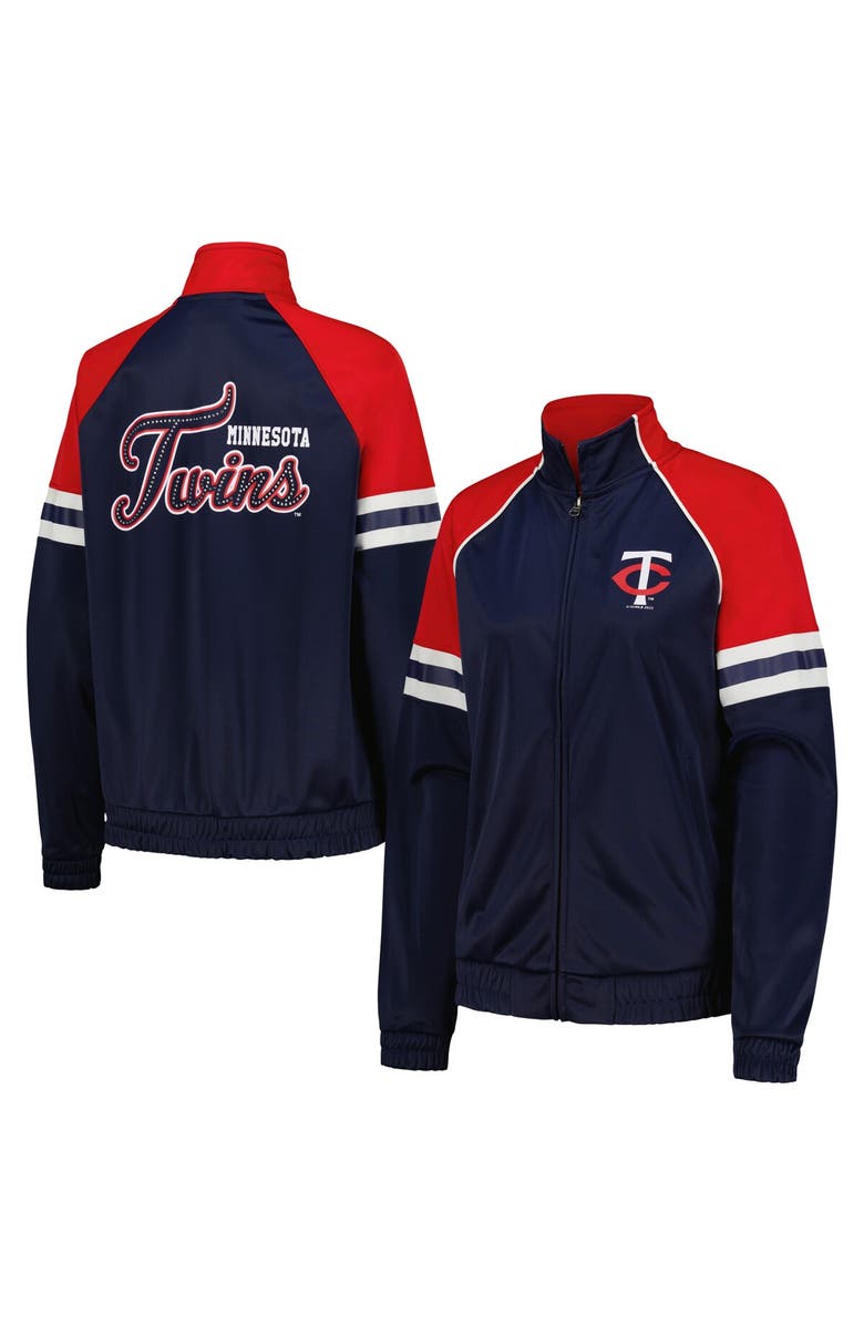 G-III 4HER BY CARL BANKS Women's G-III 4Her by Carl Banks Navy Minnesota Twins First Place Raglan Full-Zip Track Jacket, Alternate, color, Navy