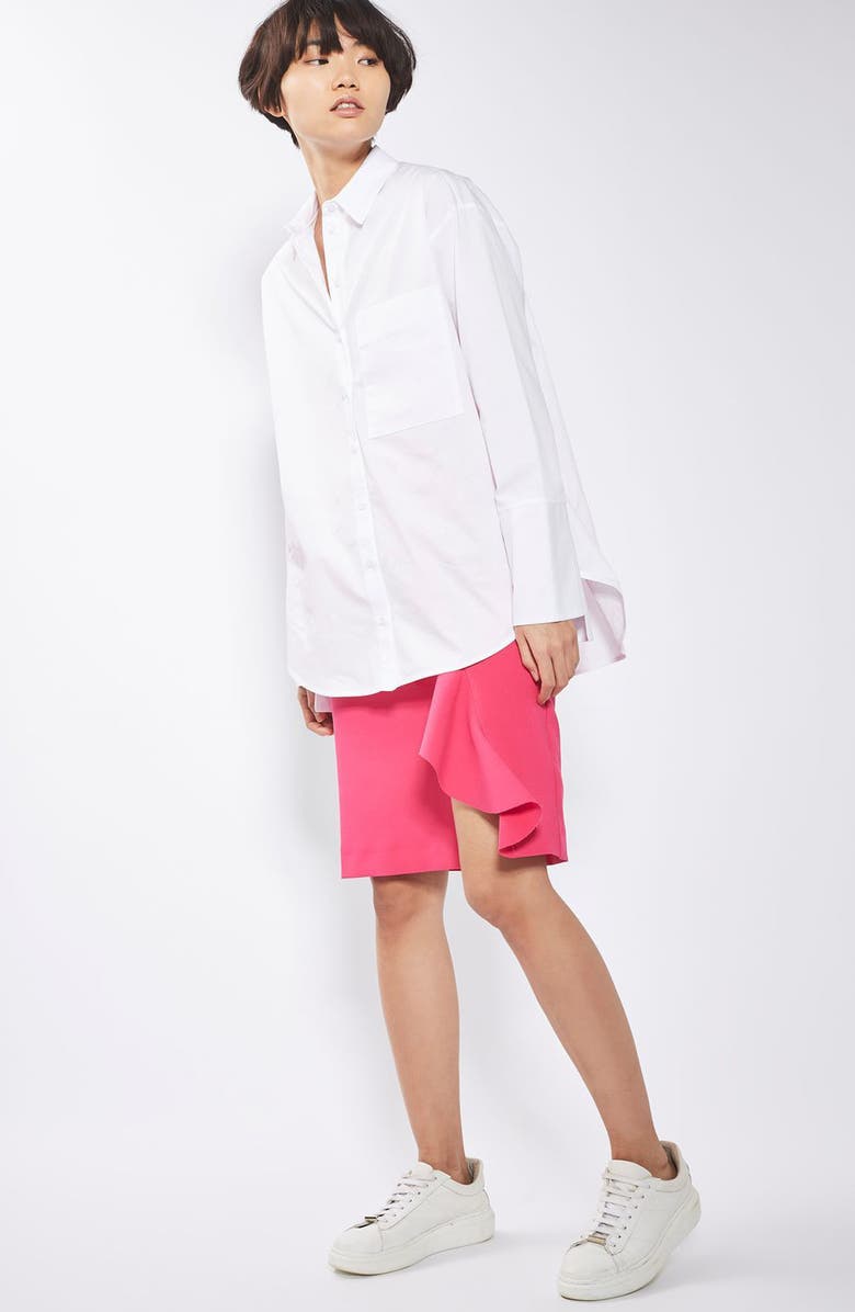 Topshop Deep Cuff Oversize Shirt, Alternate, color,