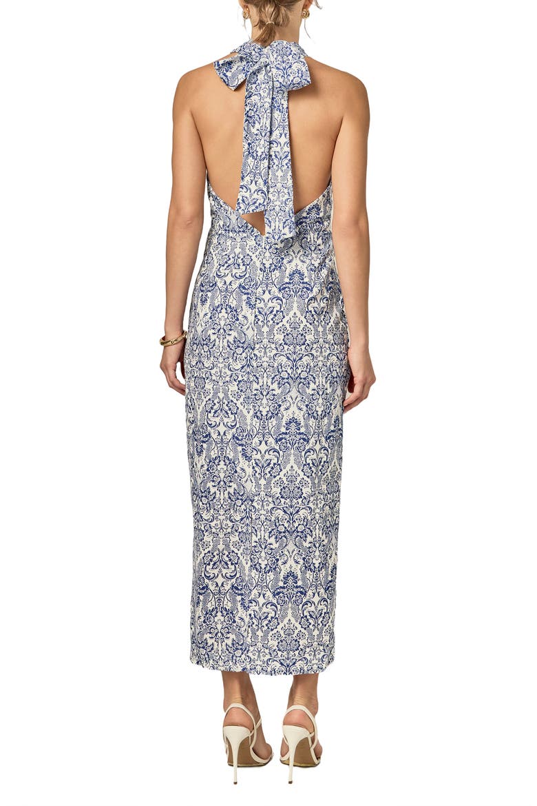 Print Cutout Halter Maxi Dress, Alternate, color, BLUE