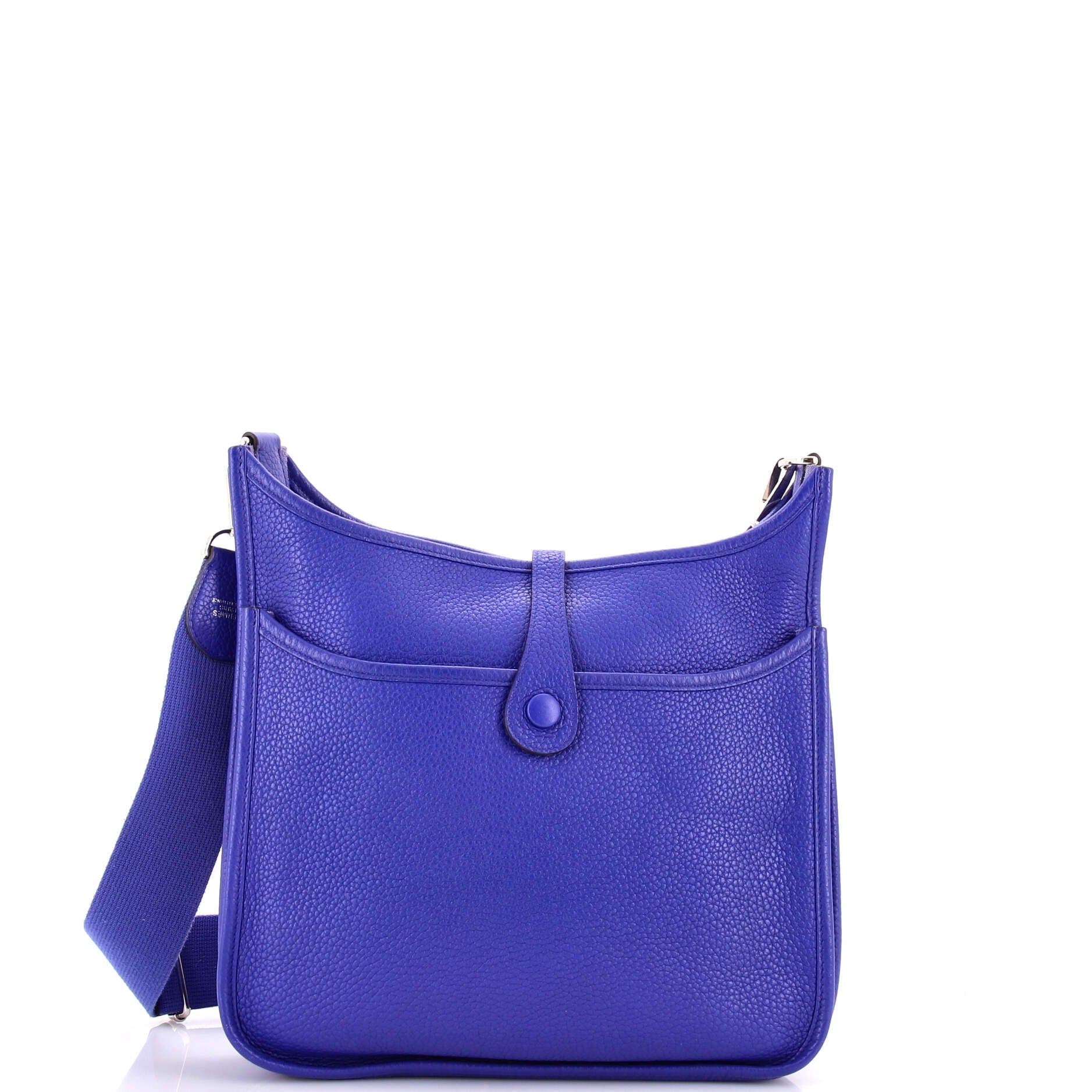 Pre-Owned Hermes Evelyne Bag Gen III Clemence PM, Alternate, color, Bleu Electrique