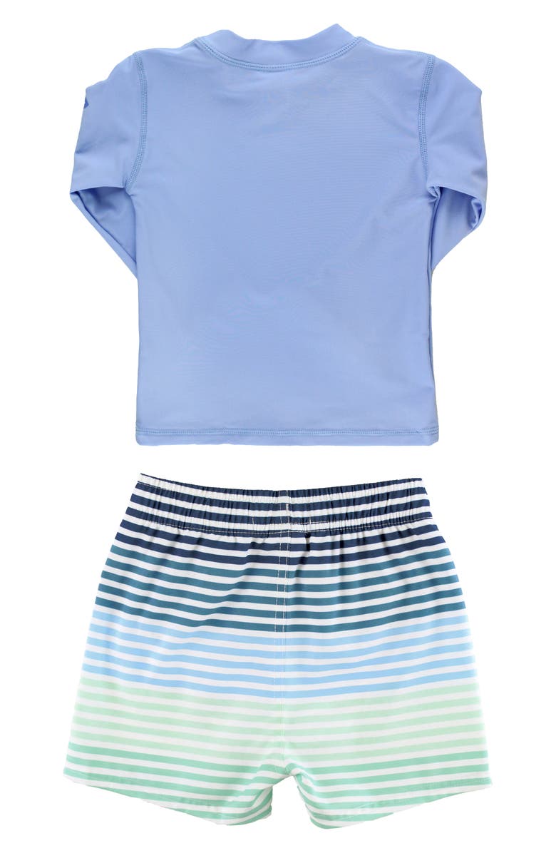 RuggedButts Long Sleeve Two-Piece Rashguard Swimsuit, Alternate, color, Coastal Stripe