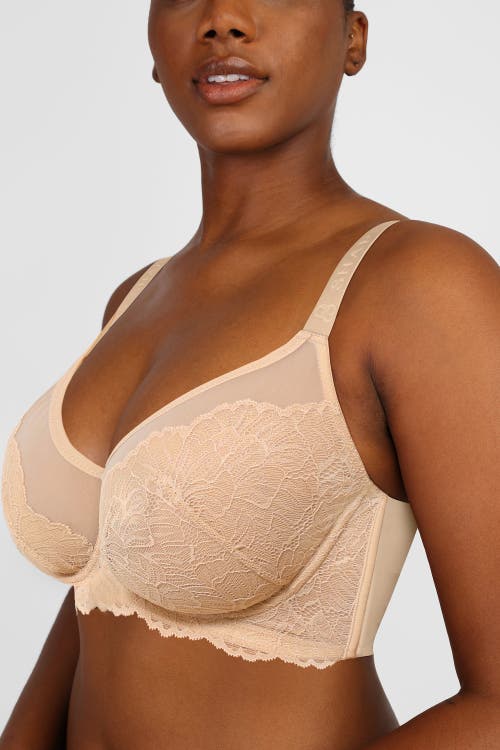 Shapellx Supportive Unlined Lace Underwired Bra In Khaki Beige