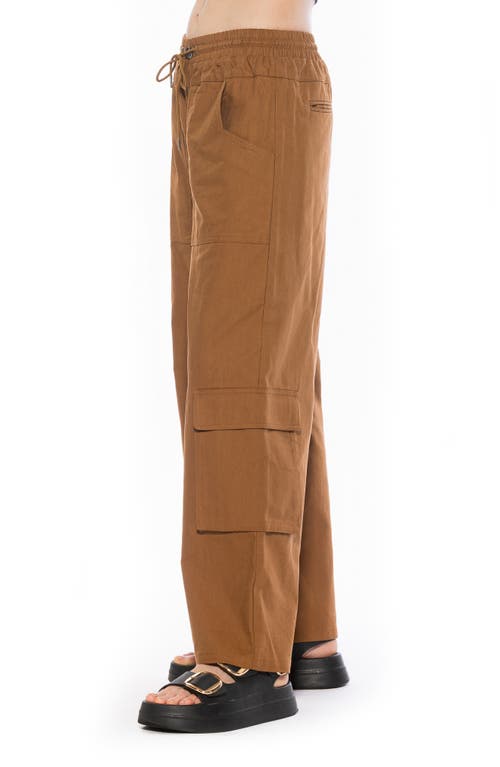 Alexia Admor Evren Drawstring Waist Cargo Pants In Brown