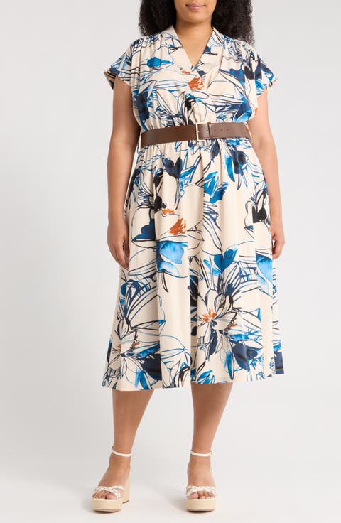 Comm Belted Midi Dress (Plus)