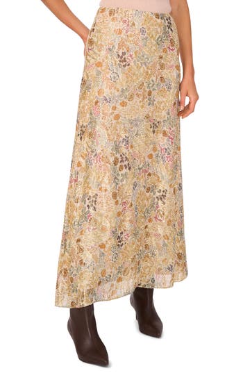 1.state Metallic Floral Maxi Skirt In Multi
