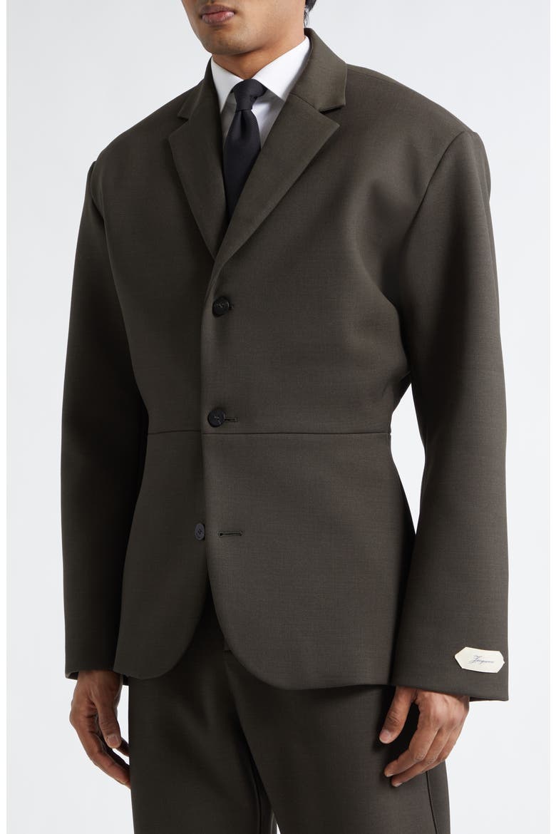 La Veste Gardian Peplum Sport Coat, Alternate, color, DARK KHAKI