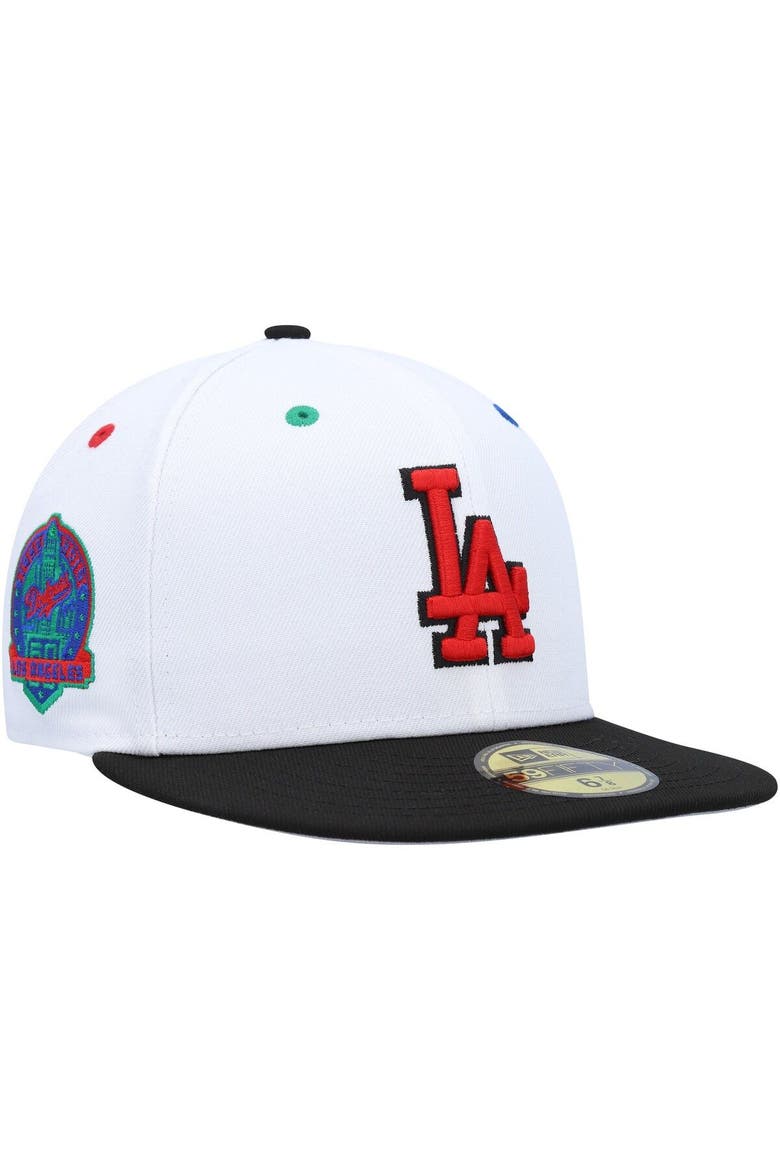 Men's New Era White/Black Los Angeles Dodgers 60th Anniversary Primary Eye 59FIFTY Fitted Hat, Main, color, White
